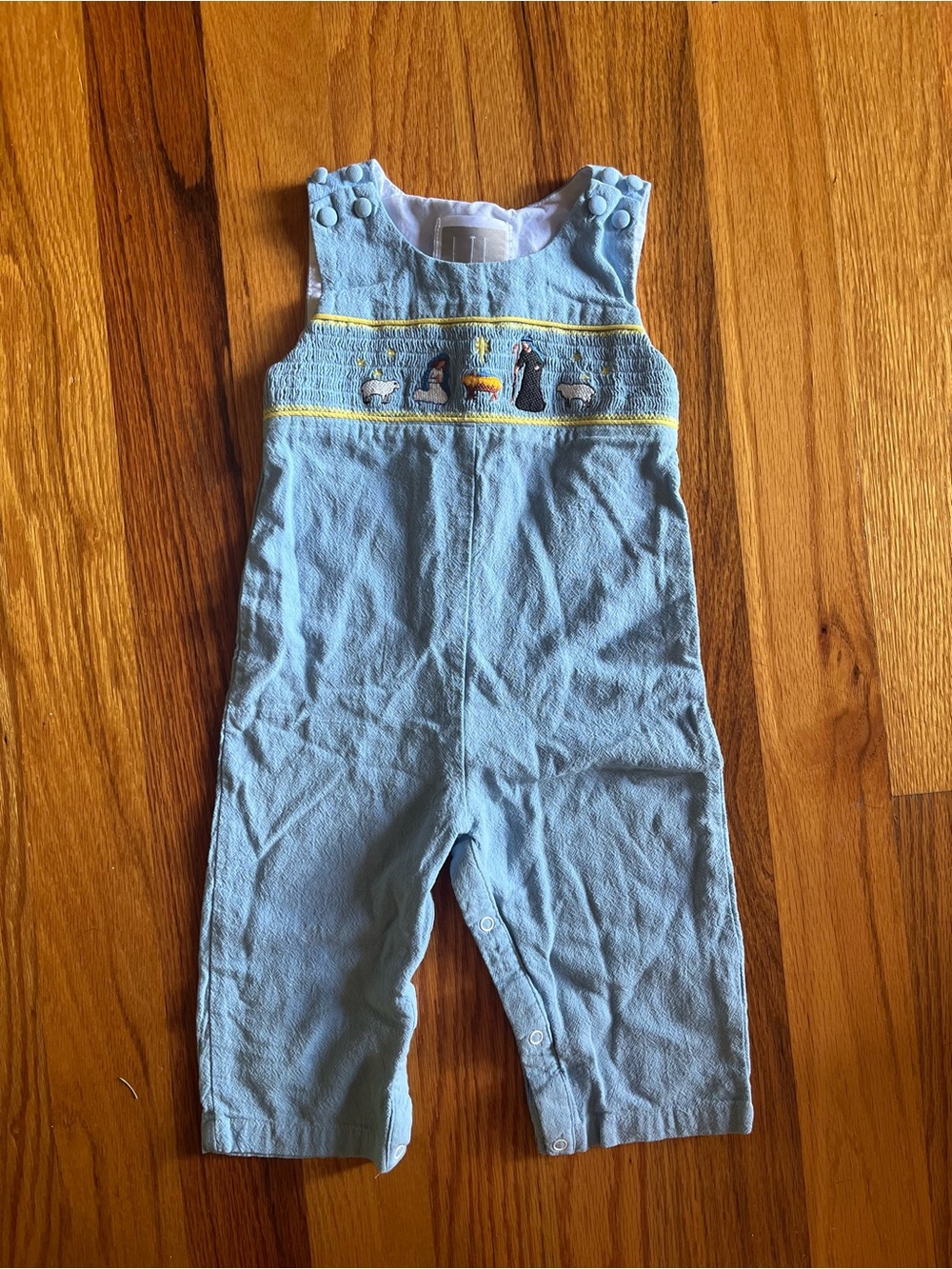 Light Blue Lil Cactus 18-24 Months Smocked Embroidered One-Piece Overalls NWOT
